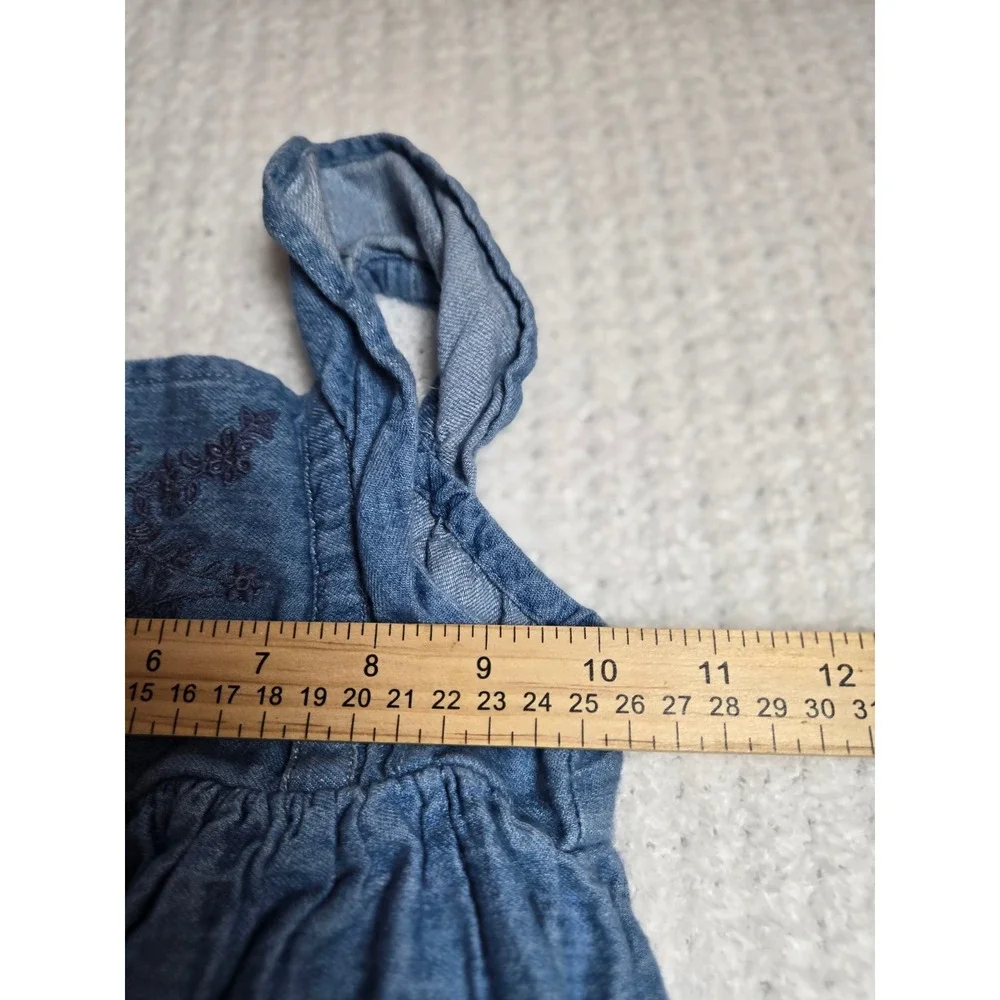 Old Navy Girls 5T Blue Chambray Embroidered Eyelet Lace Boho Sun Dress
